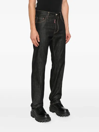 Dsquared2 Straight-leg Denim Jeans With Cotton-elastane Blend In Black