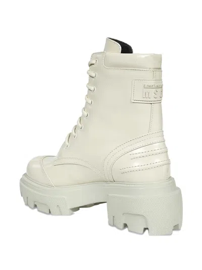 Msgm Lace-up Platform Boots In Neutral