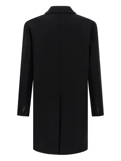Dsquared2 Single-breasted Midi Coat With Monogram Lining In Black
