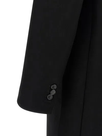 Dsquared2 Single-breasted Midi Coat With Monogram Lining In Black