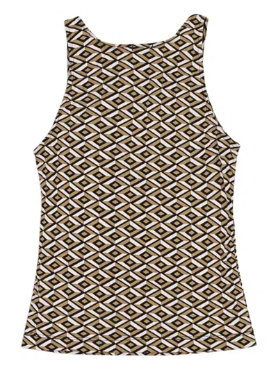 Callipygian Geometric-print Tank Top In Brown