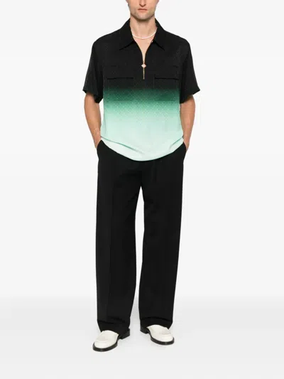 Casablanca Shirt With All-over Monogram Print In Black