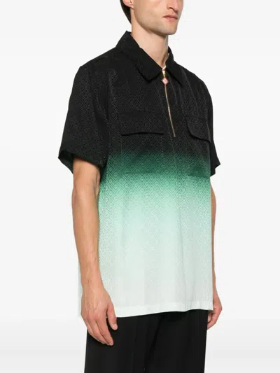 Casablanca Shirt With All-over Monogram Print In Black