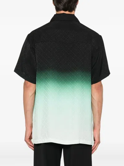 Casablanca Shirt With All-over Monogram Print In Black