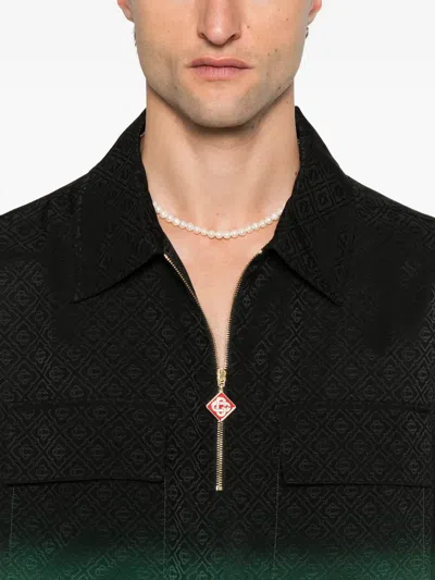 Casablanca Shirt With All-over Monogram Print In Black