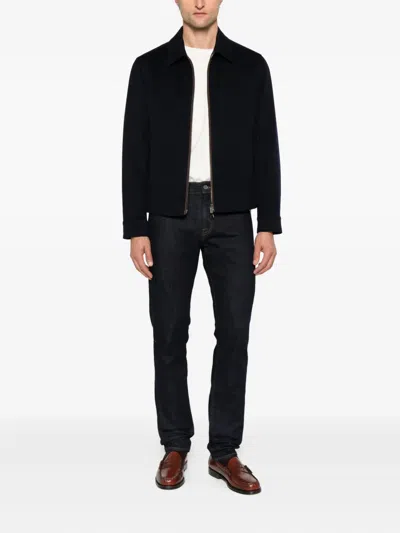 Paul & Shark Stylish Short Jacket Point Collar Side Pockets In Black