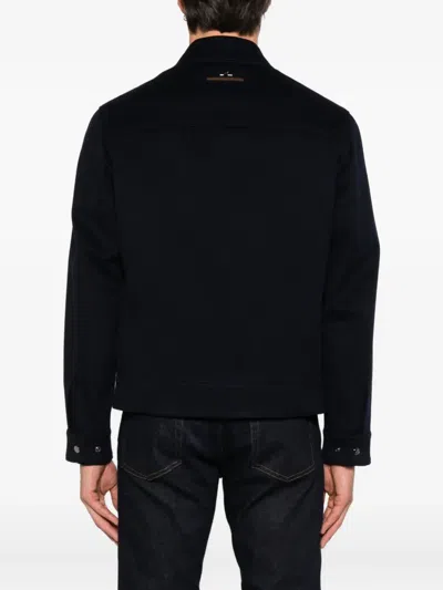 Paul & Shark Stylish Short Jacket Point Collar Side Pockets In Black