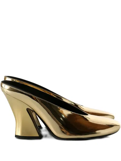 Givenchy Mule With Sculpted Heel In Leather Mirror Effect In Gold