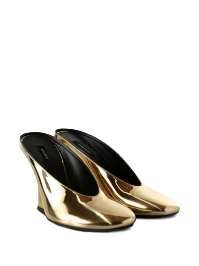 Givenchy Mule With Sculpted Heel In Leather Mirror Effect In Gold