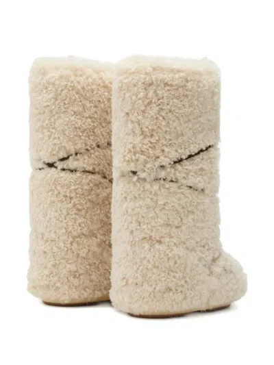 Moon Boot Logo Embellished Mid-calf Flat Sole Boots In Neutral