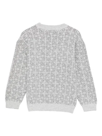 John Richmond Junior Logo-pattern Wool Sweater In Blue