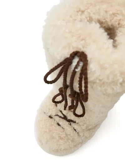 Moon Boot Logo Embellished Mid-calf Flat Sole Boots In Neutral