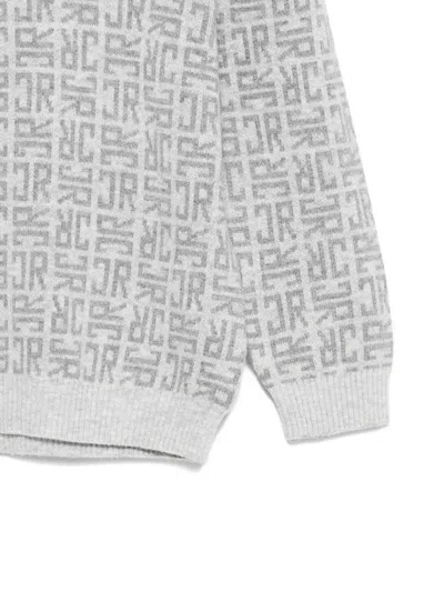 John Richmond Junior Logo-pattern Wool Sweater In Blue