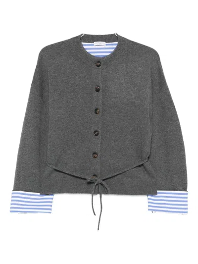 Brunello Cucinelli Button-fastening Tie-waist Cardigan In Gray