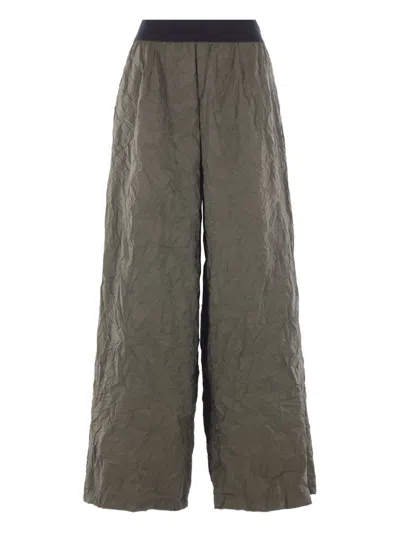 Maria Calderara Elastic-waistband Crinkled-texture Trousers In Gray