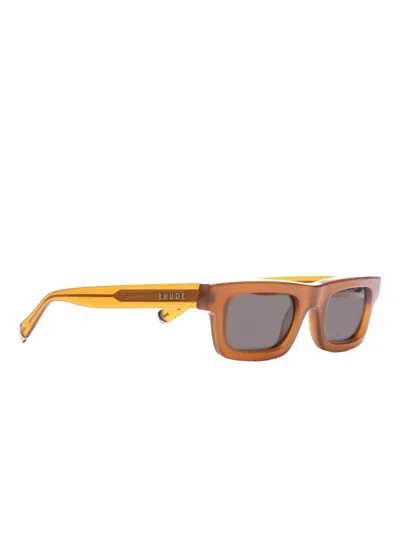 Rhude Lightning Rectangle Sunglasses In Yellow