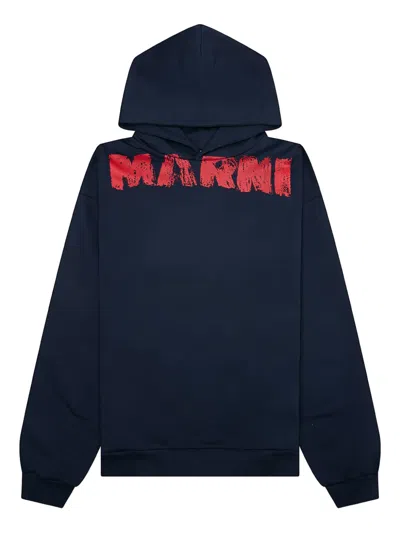Marni Sweatshirt With Maxi Logo Print In Blue