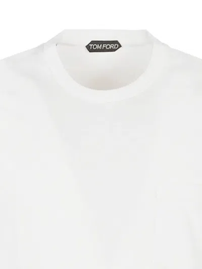 Tom Ford Crew Neck Cotton-lyocell Blend T-shirt In White