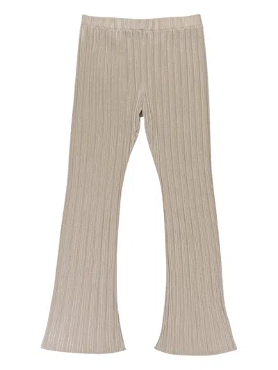 Callipygian Lurex Flared Trousers In Neutral
