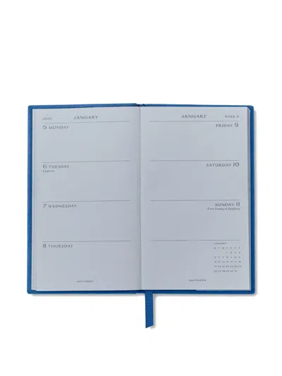Smythson Panama Leather Weekly Diary 2026 In Blue
