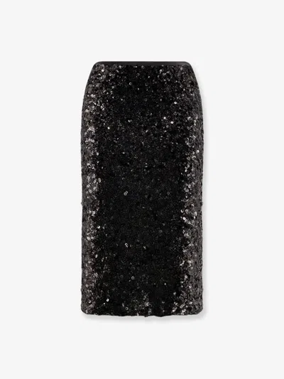 Pinko Pappacieca Pencil Skirt With Sequins In Black