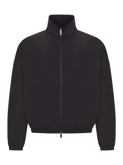 Fear Of God Nylon Zip-up Sweatshirt In Black