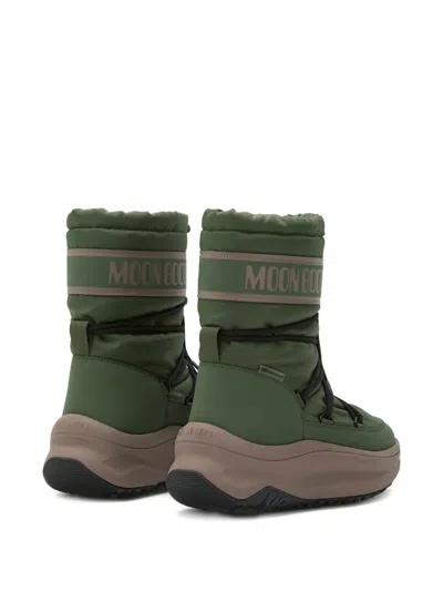 Moon Boot Drawstring-fastening Rain Boots In Green