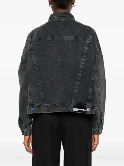 Karl Lagerfeld Button-fastening Denim Jacket In Black