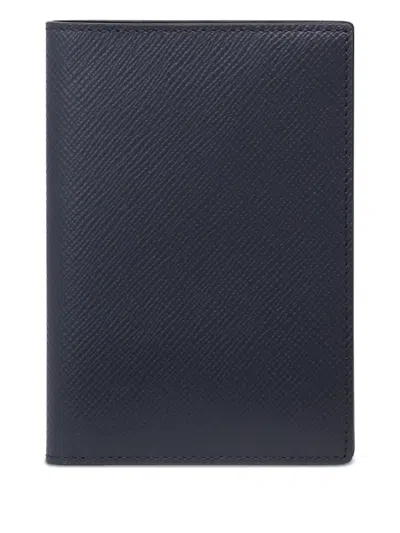 Smythson Panama Leathert Passport Cover In Blue