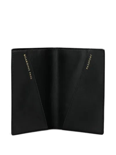 Smythson Panama Leathert Passport Cover In Blue