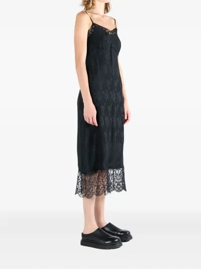 Simone Rocha Floral-jacquard Silk-satin Midi Slip Dress In Black