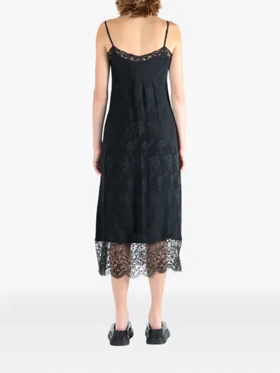 Simone Rocha Floral-jacquard Silk-satin Midi Slip Dress In Black