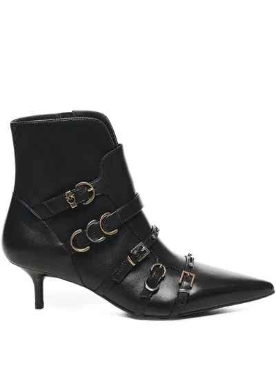 Pinko Buckle-detail Pointed-toe Boots In Black