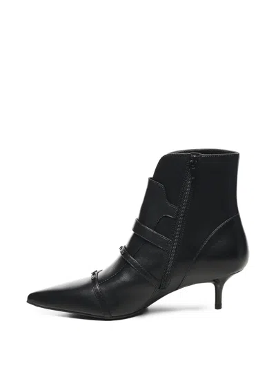 Pinko Buckle-detail Pointed-toe Boots In Black