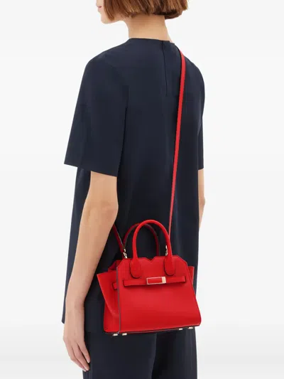 Valextra Milano Buckle Detachable-strap Shoulder Bag In Red