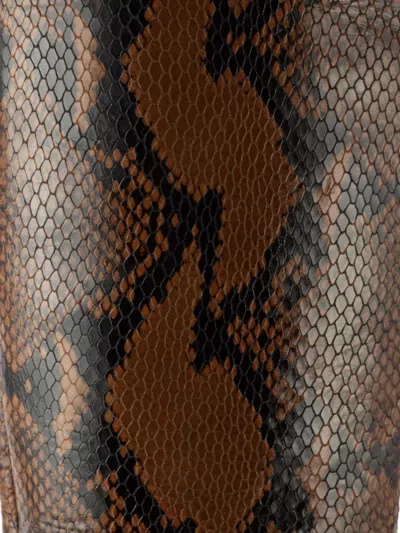 Roberto Festa 80mm Snake-print Pointed Boots In Brown