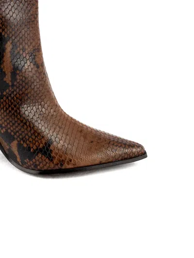 Roberto Festa 80mm Snake-print Pointed Boots In Brown