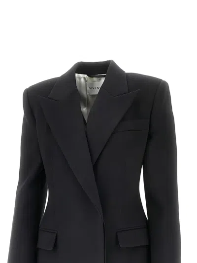 Givenchy Wool Coat With Double Breasted Design In Black