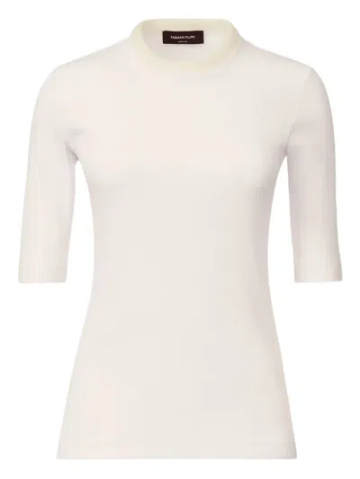 Fabiana Filippi Fitted Cotton Top Ribbed Texture In Neutral