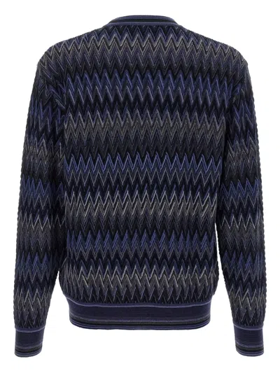 Missoni Zigzag Pattern Sweater In Blue