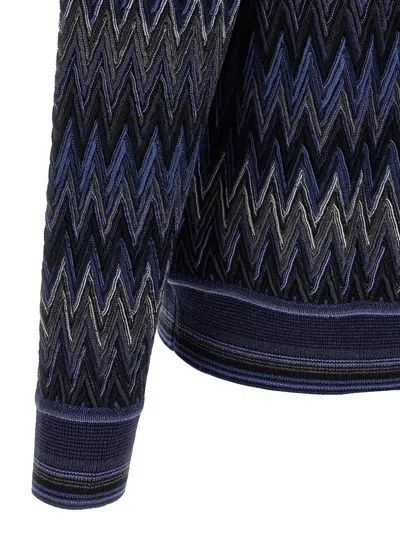 Missoni Zigzag Pattern Sweater In Blue