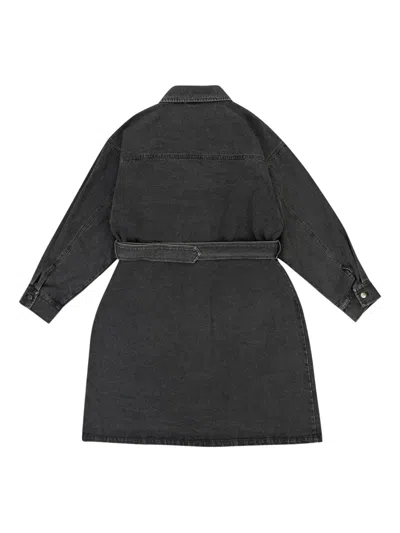 Callipygian Wash Denim Black Trench Coat In Black