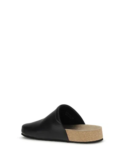 Balenciaga Men Leather Mules With Cork Insole In Black