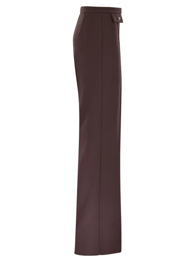 Elisabetta Franchi High-waisted Flared Pants With Decorative Button Details In Burgundy