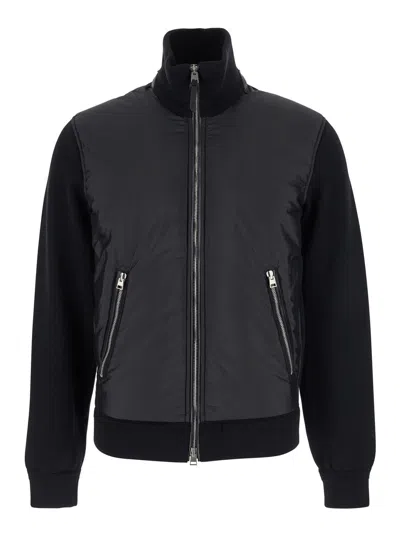 Tom Ford Light Nylon Merino Zip Through In Black