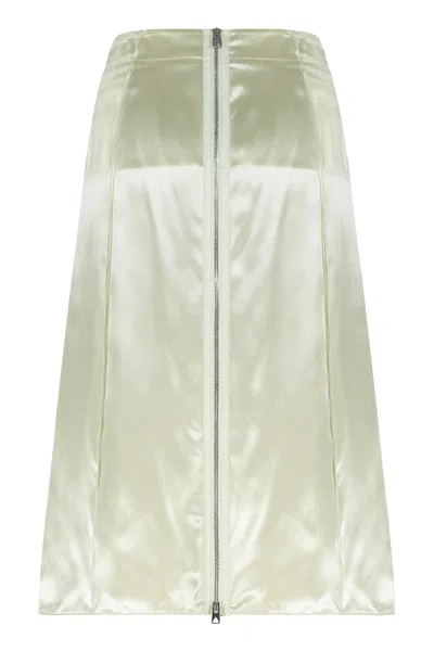 Bottega Veneta Fluid Satin Midi Skirt In Green