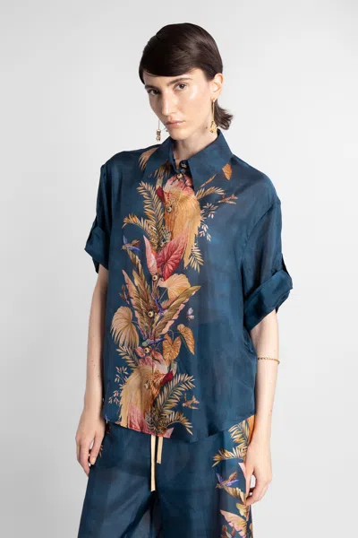 Zimmermann Ascension Relaxed Shirt In Blue