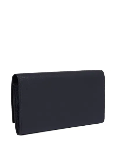 Smythson Navy Panama Marshall Leather Travel Wallet In Blue