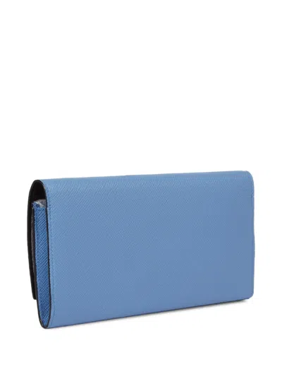 Smythson Nile Blue Panama Marshall Logo-embossed Leather Travel Wallet In Blue