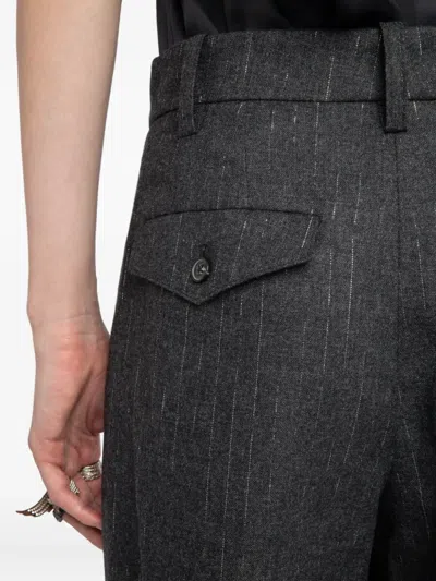 Zadig & Voltaire Womens Anthracite Puros Regular-fit High-rise Striped Flannel Trousers In Black